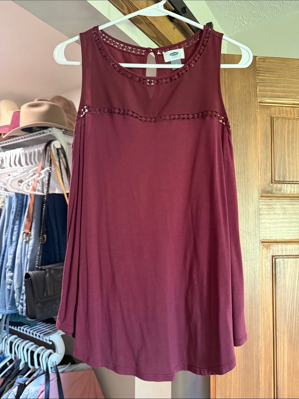 Old Navy Sleeveless Crochet Tunic - Deep Wine